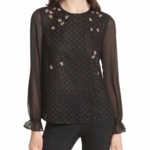 Ted Baker Lunaah Queen Bee Embellished Top Black $279 Ted 3 US 8 Rear Keyhole